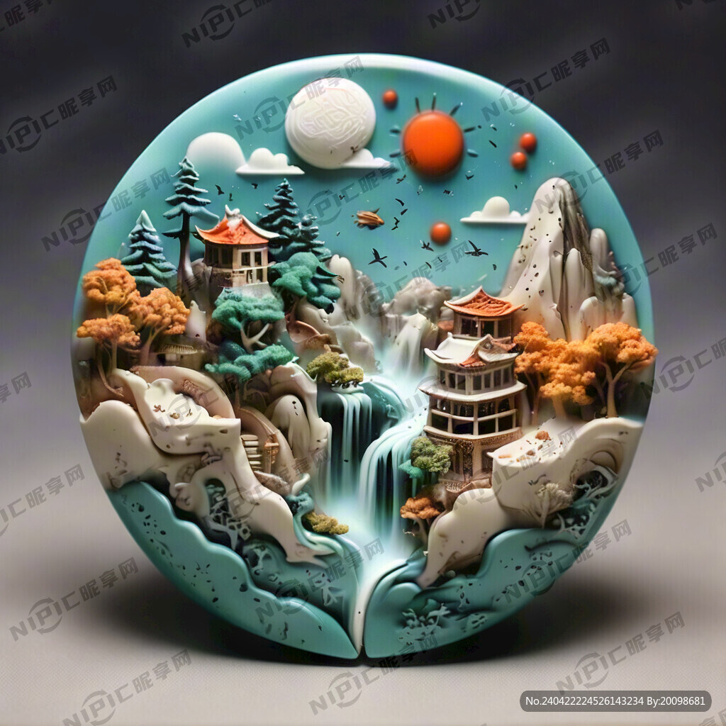 冰箱贴    立体   山水 