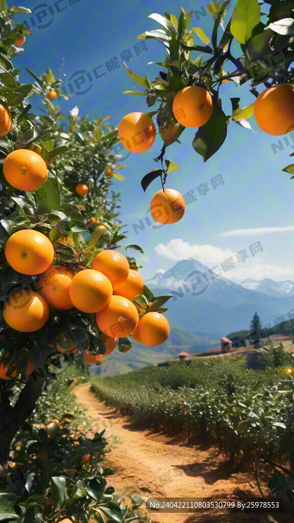 夏橙橙子果树果园 山岭美景