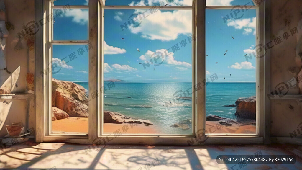 落地窗温馨 明亮 大海背景