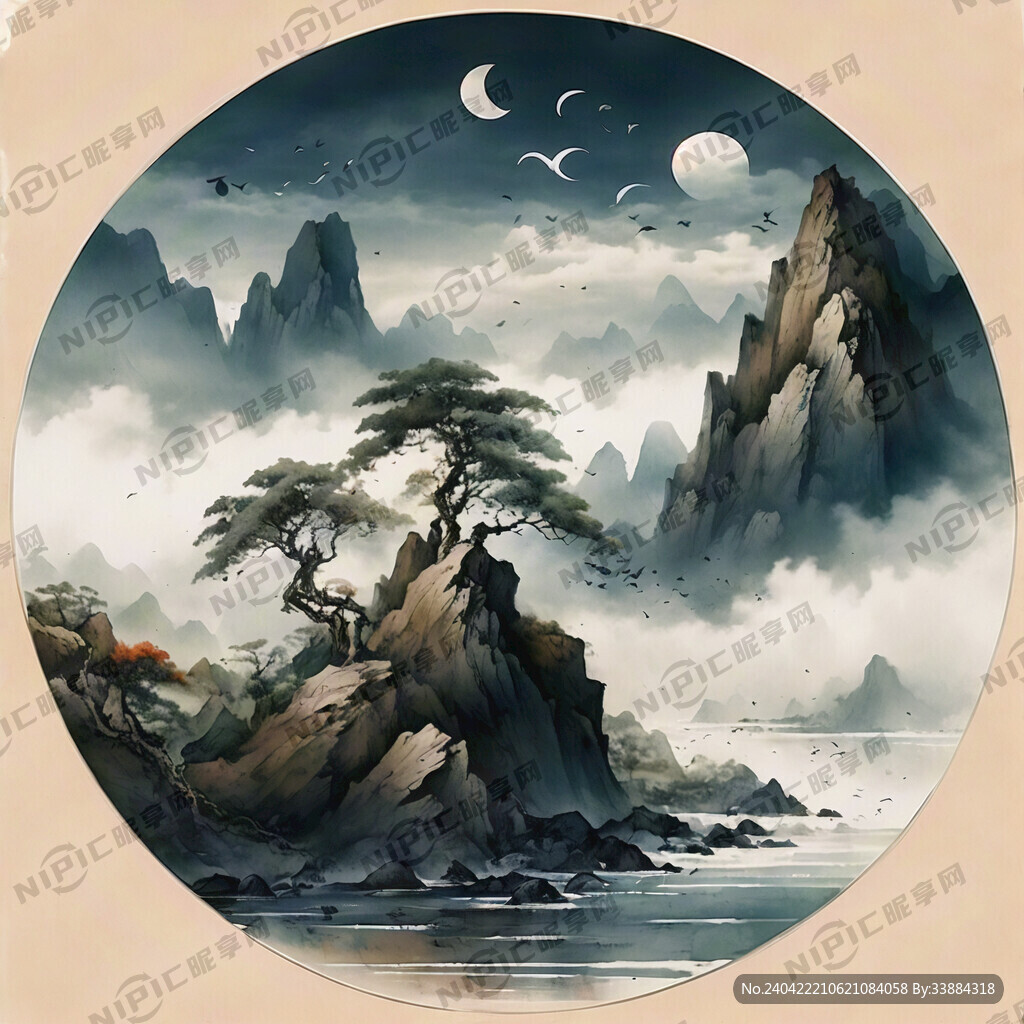 山谷 中国风 中国画 山水