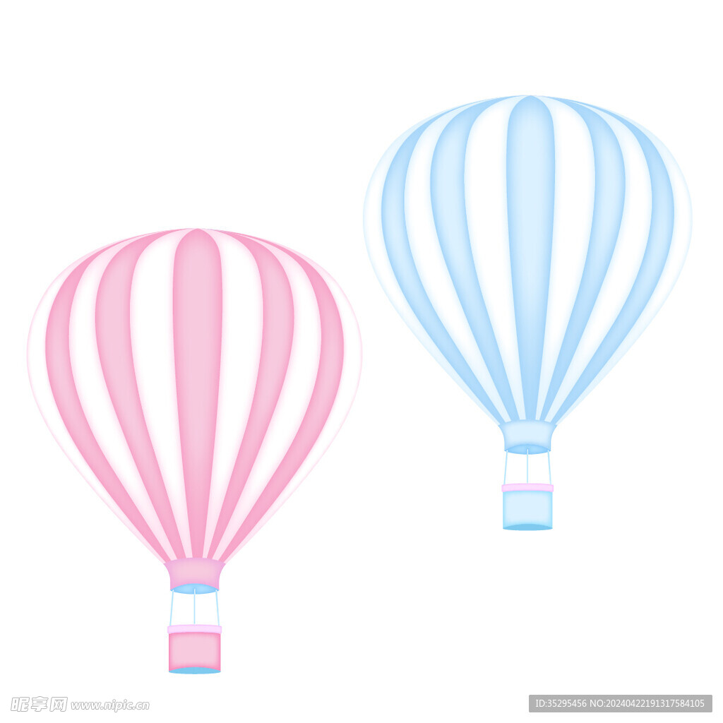 卡通蓝色粉热气球