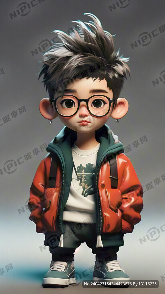男生 潮流穿搭 插画