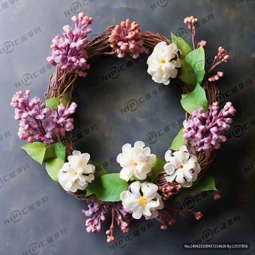 用五瓣丁香花制作一个花环