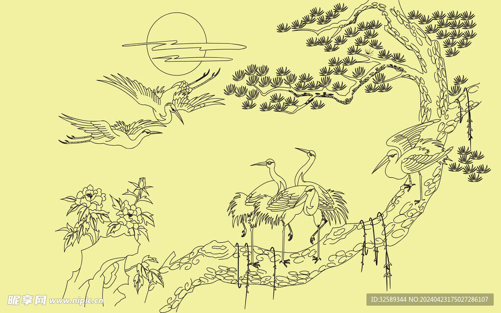 松树背景墙 
