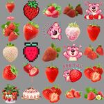 草莓真实卡通像素免抠素材图