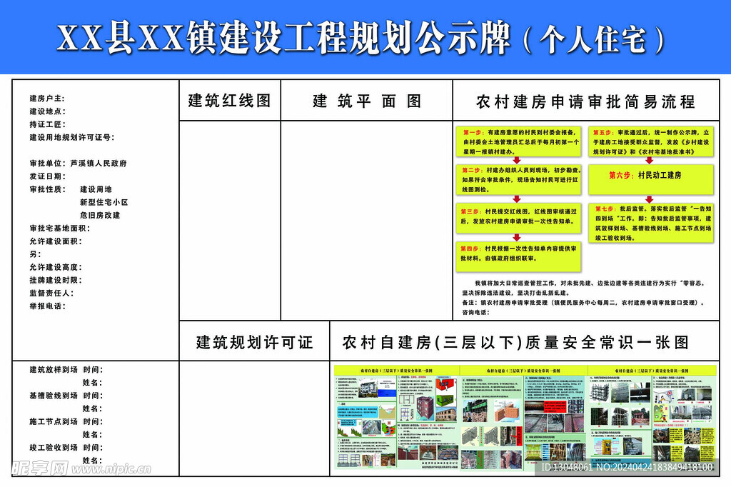 建设工程规划流程公示牌