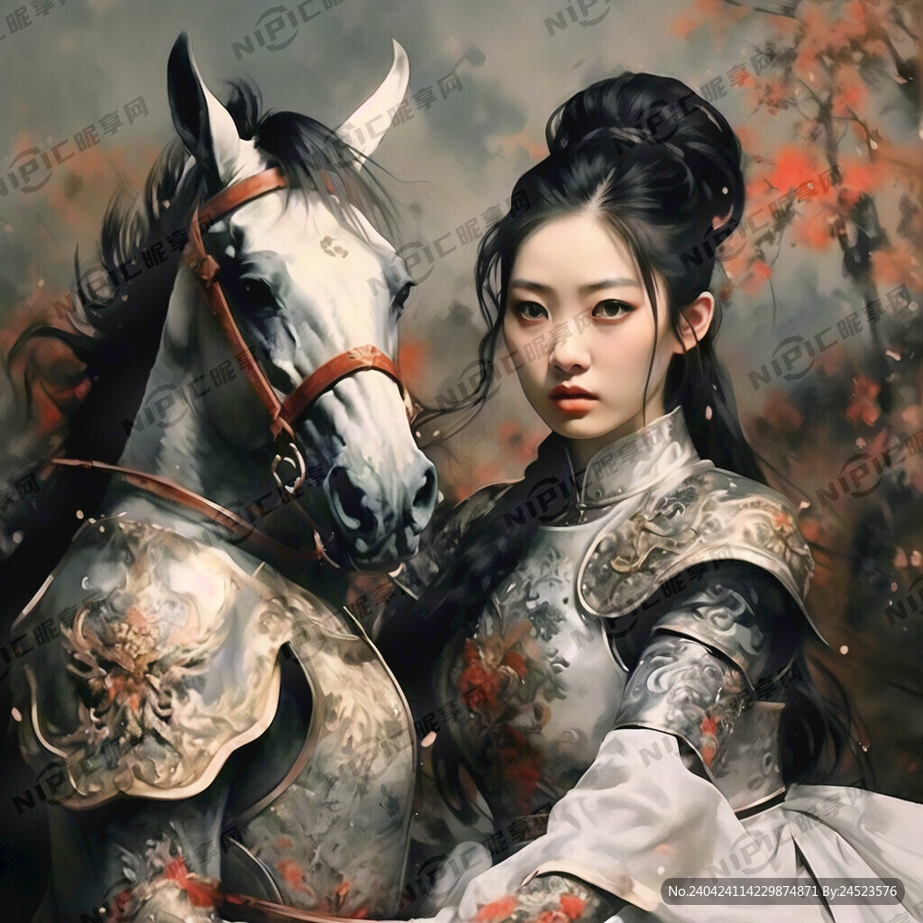 两个女人穿着铠甲在婚礼现场骑马