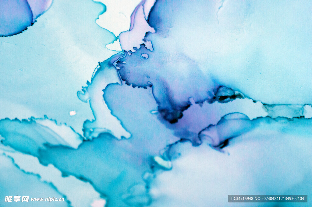 蓝色水彩水墨装饰画背景