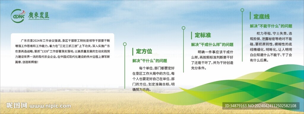 广东农垦三定三抓三放宣传海报