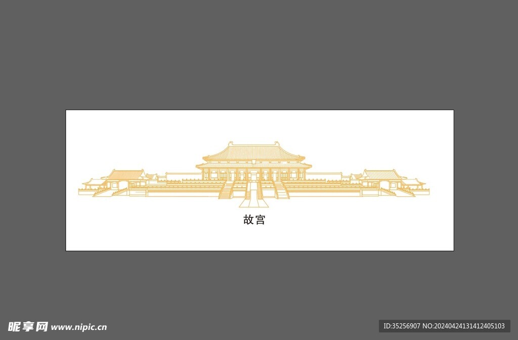 故宫线稿设计素材源文件