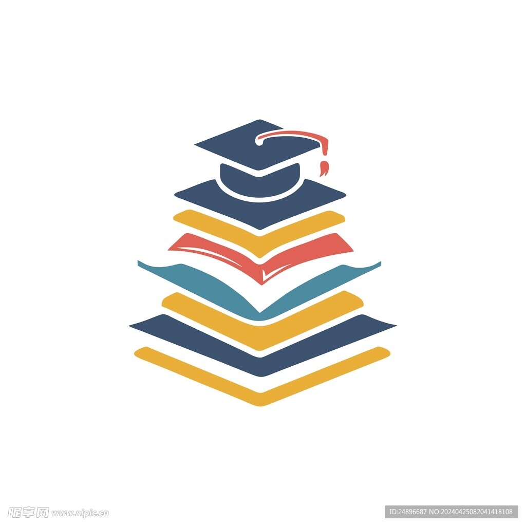 教育类logo博士帽书籍