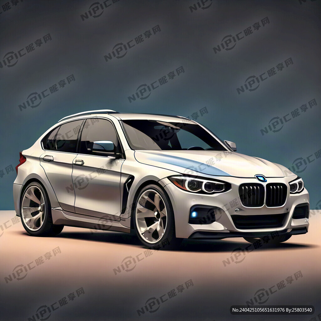 正面卡通现代宝马车