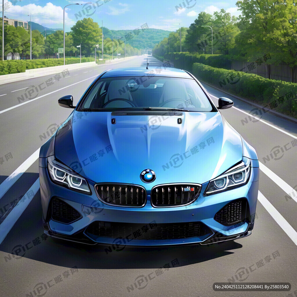 宝马轿车  居中构图 正面视角