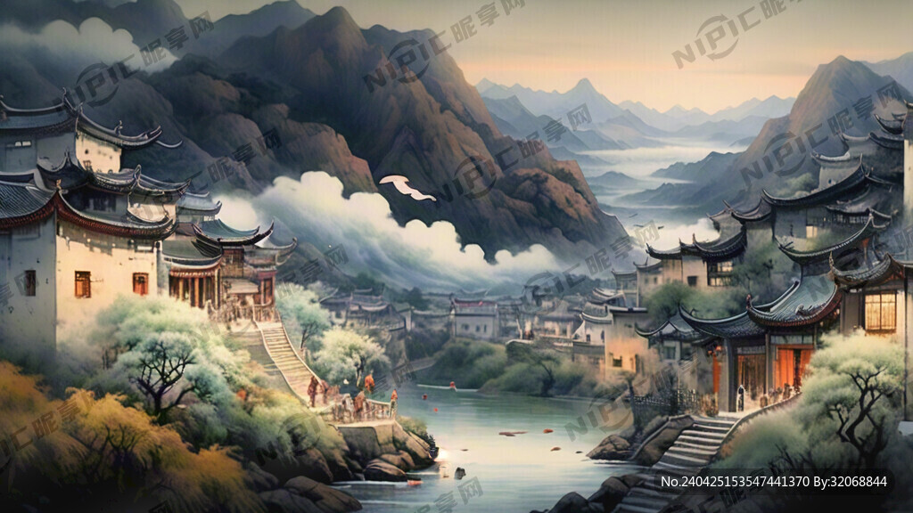 茅台镇山水长图