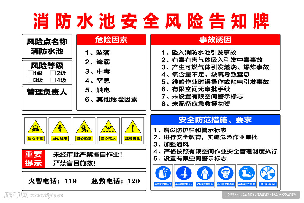 消防水池安全风险告知牌