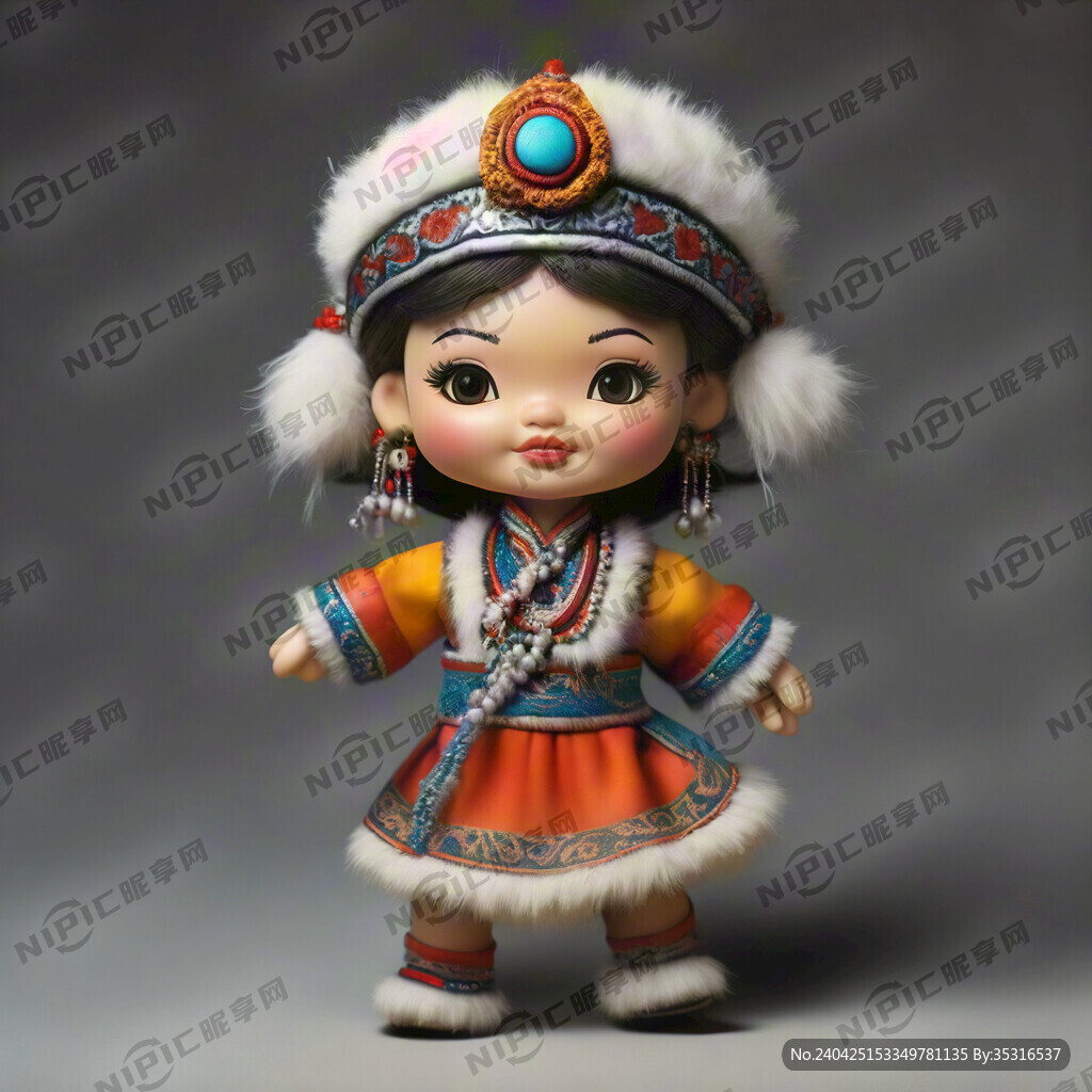 蒙古族卡通娃娃蒙古服装可爱生动