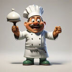 卡通中国厨师人物立体形象 掌勺大厨 生动活泼 白色厨师服