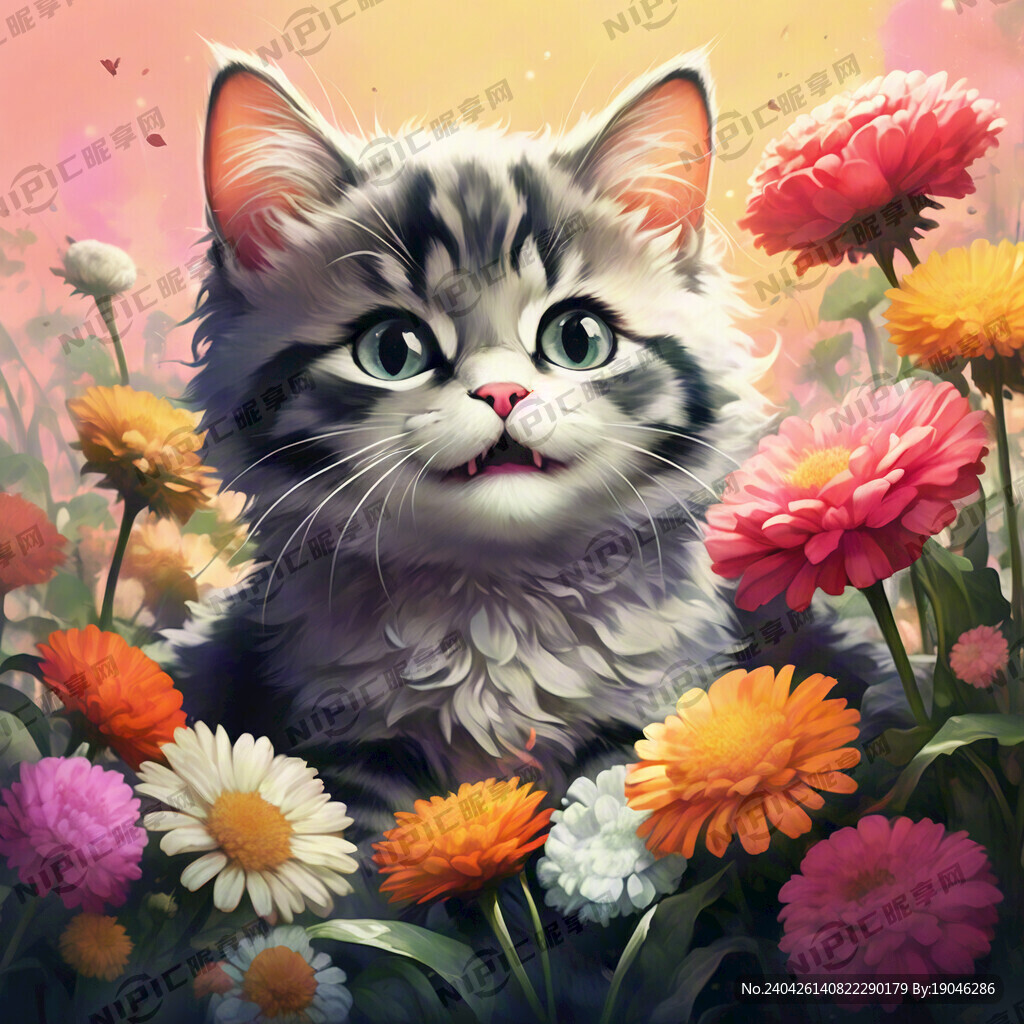 三只可爱的猫 萌萌的 色彩鲜艳