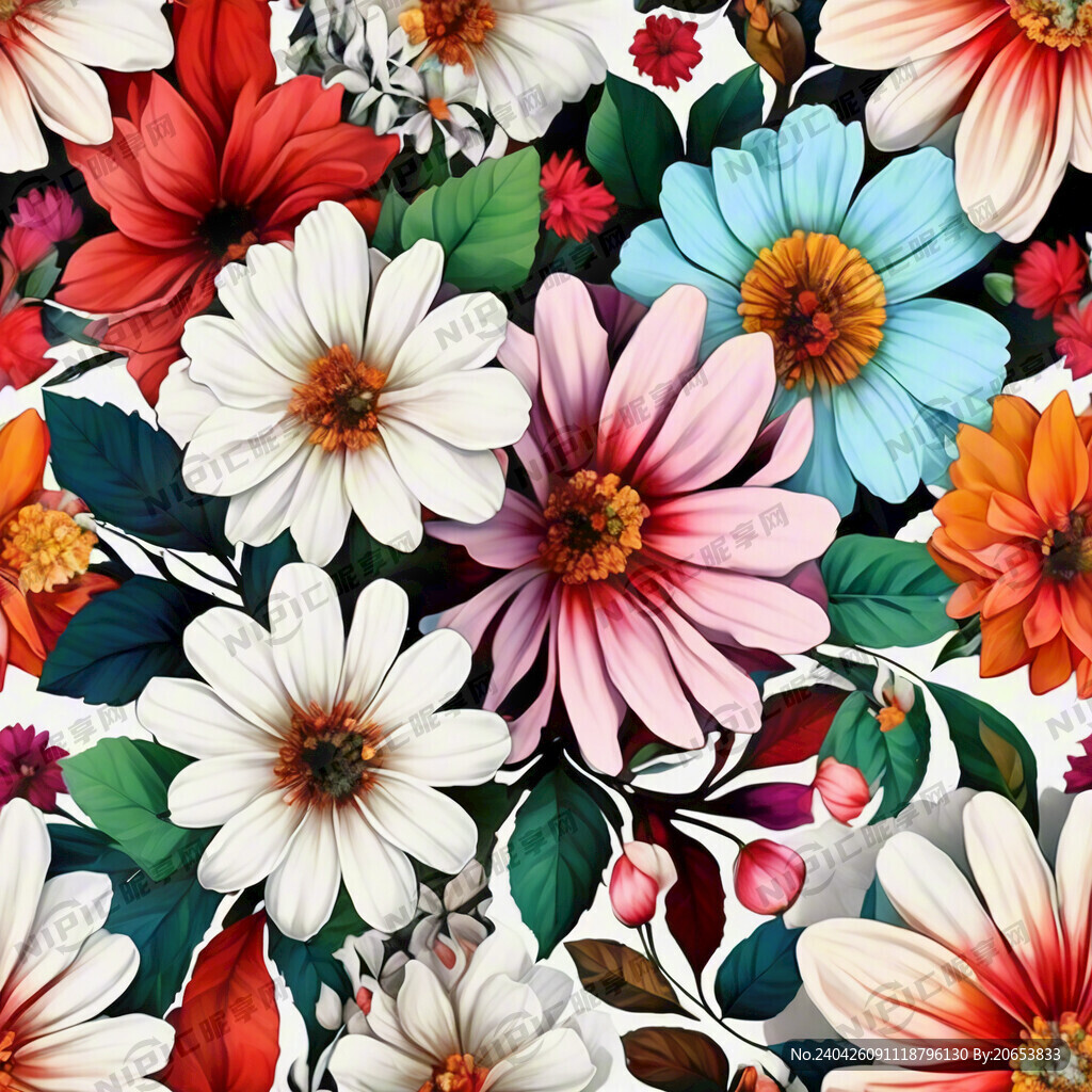 颜色鲜艳的花 夸张花卉 二次元