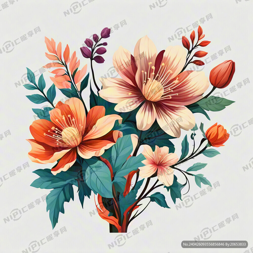 色彩鲜艳花朵 不要花盘 全景图