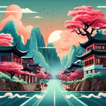 动感液化背景，扁平插画