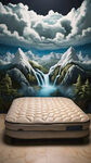 床垫。床垫。科技感的睡眠体现！床垫结构体现出来！！有弹簧，现代感强，时尚，智能床垫
大自然，高山流水！舒适，