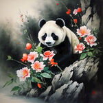 熊猫国画，中国风，工笔