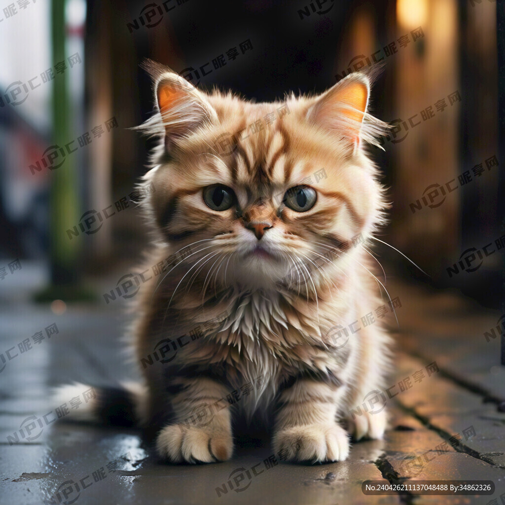一只瘦弱的皮包骨的橘猫