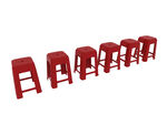 红色塑料凳3d模型
