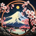 富士山樱花装饰画