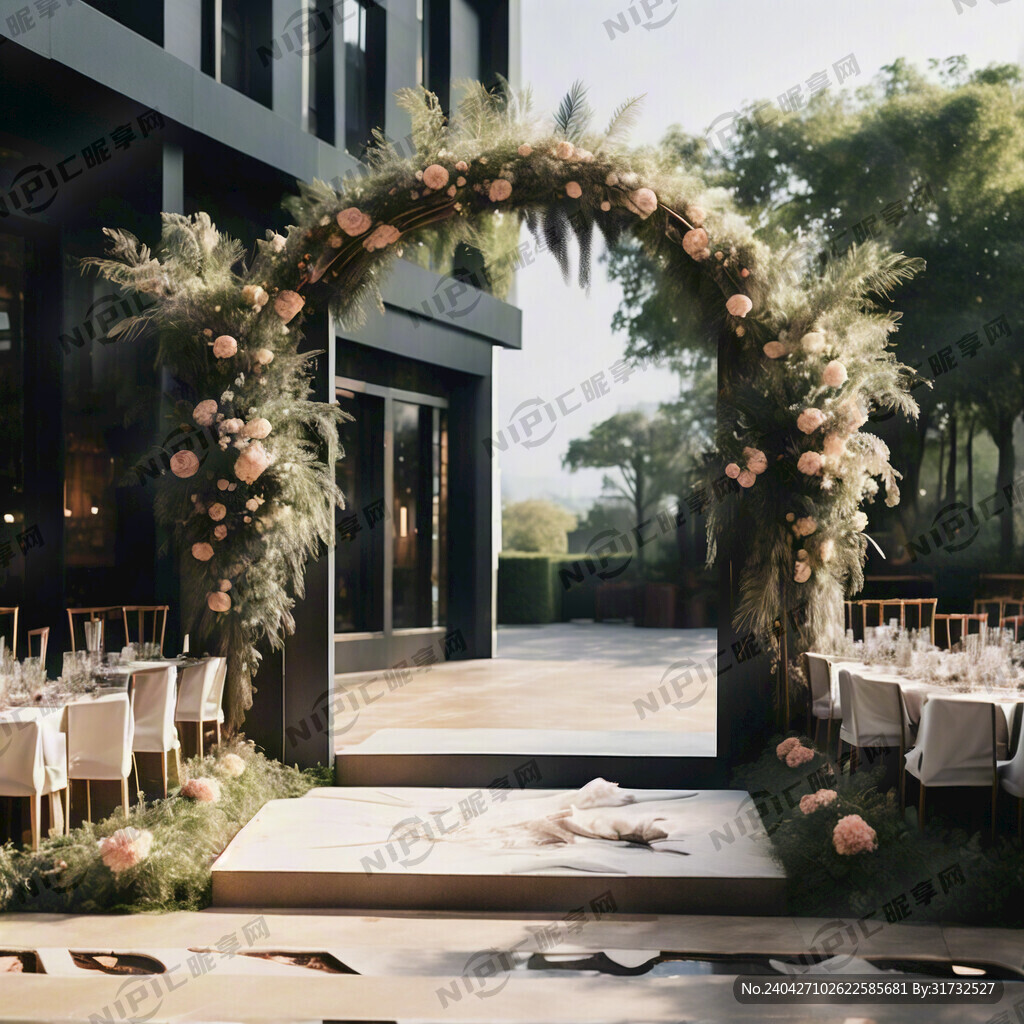 给我设计一个高端婚礼城的门头