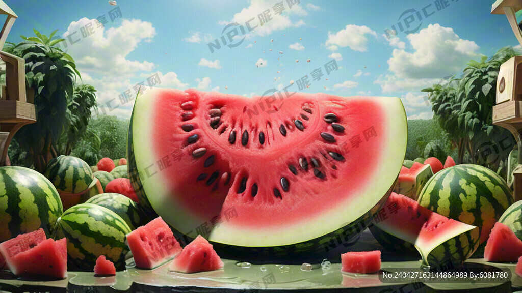 西瓜园 西瓜爆汁 甜蜜