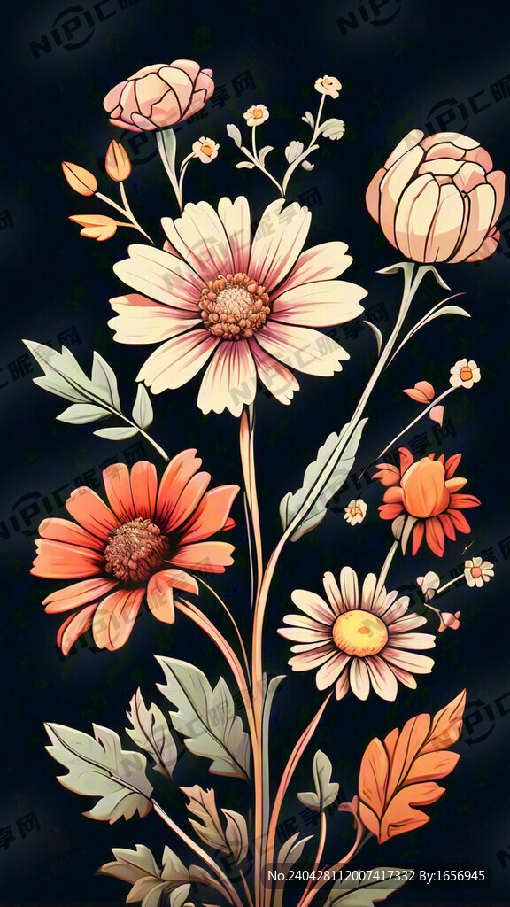 卡通鲜花 手绘 简笔画鲜花