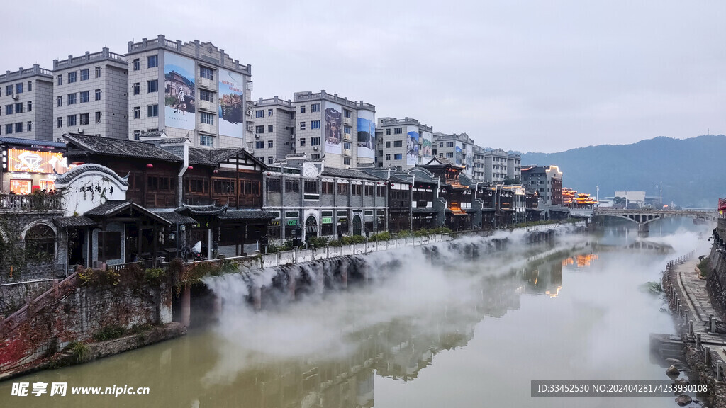 龙岩汀州古城汀江河景色