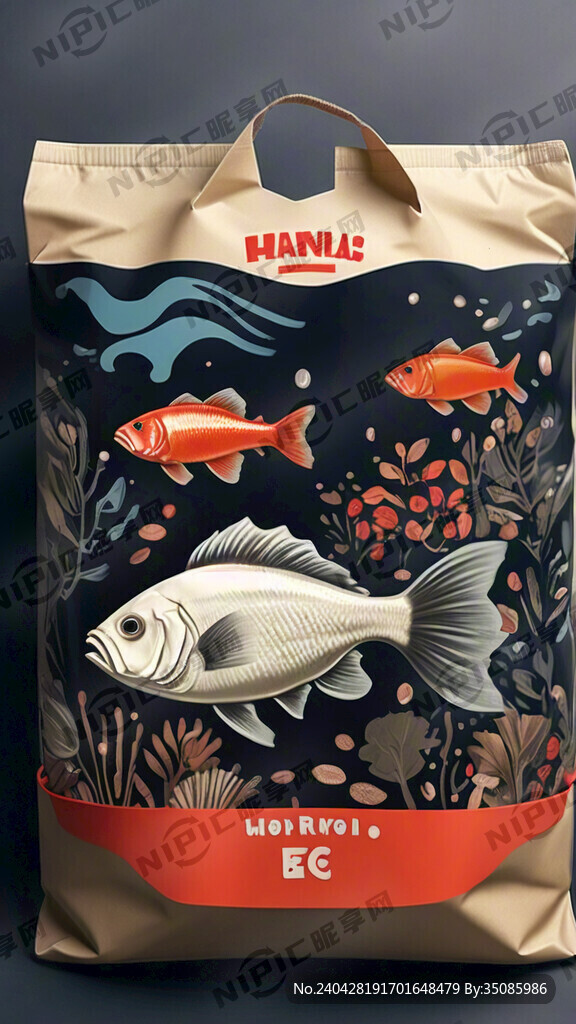 画一个有关鱼饲料的包装正反面