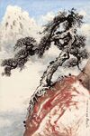 国画迎客松山水