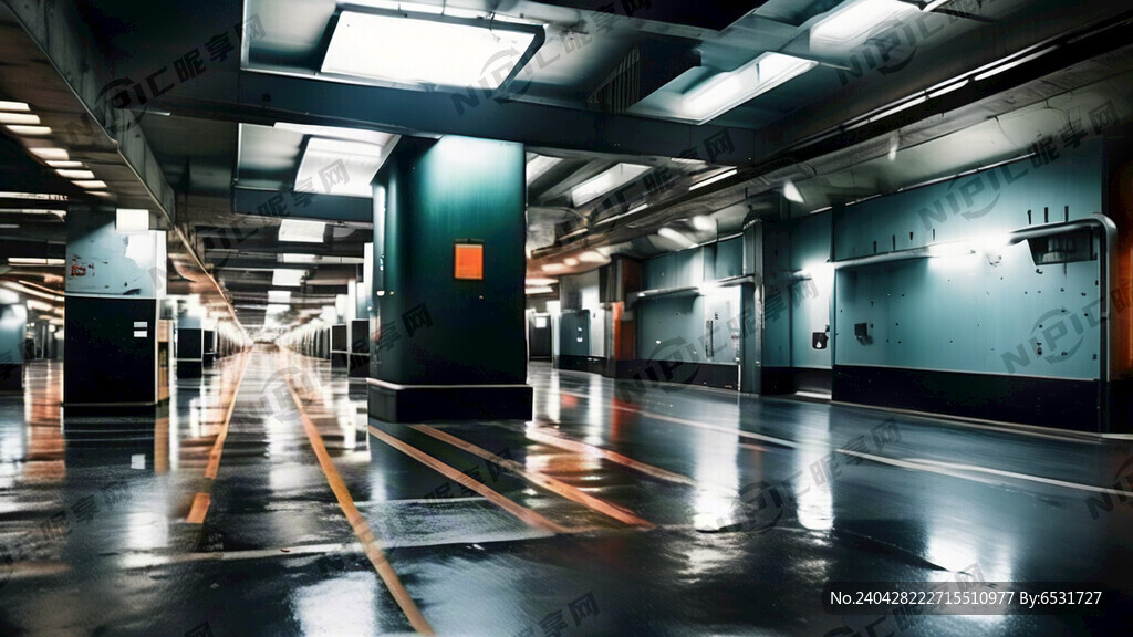 地下大型停车场 又灯光