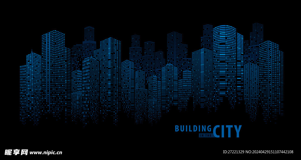 城市剪影抽象格子建筑底纹素材