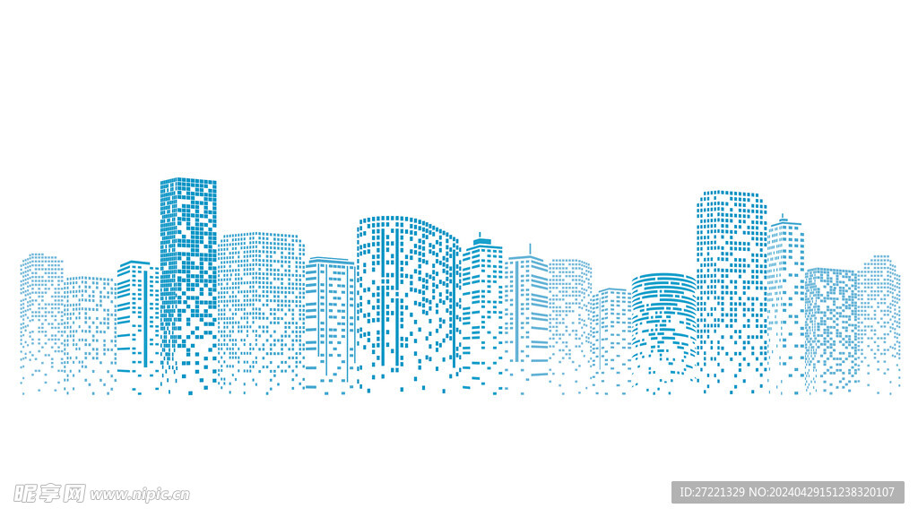 城市剪影抽象格子建筑底纹素材