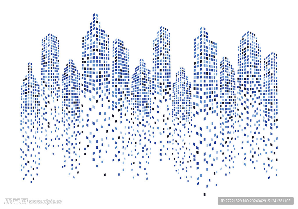 城市剪影抽象格子建筑底纹素材