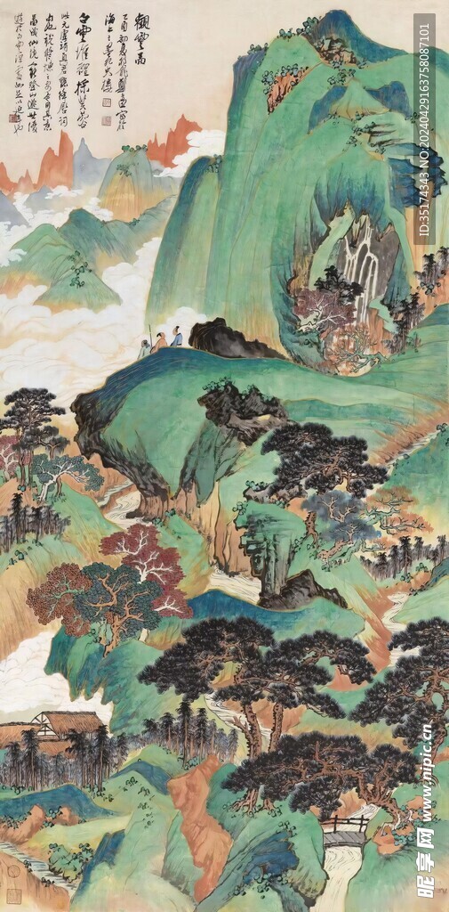 国画青绿山水画