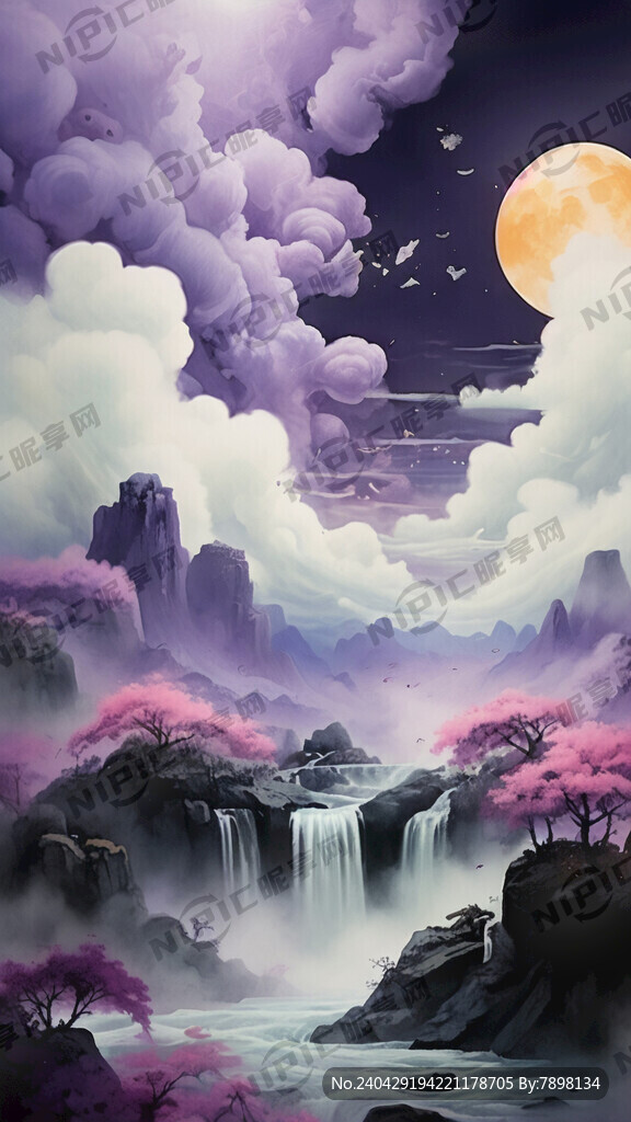 香炉峰在阳光的照射下生起紫色烟