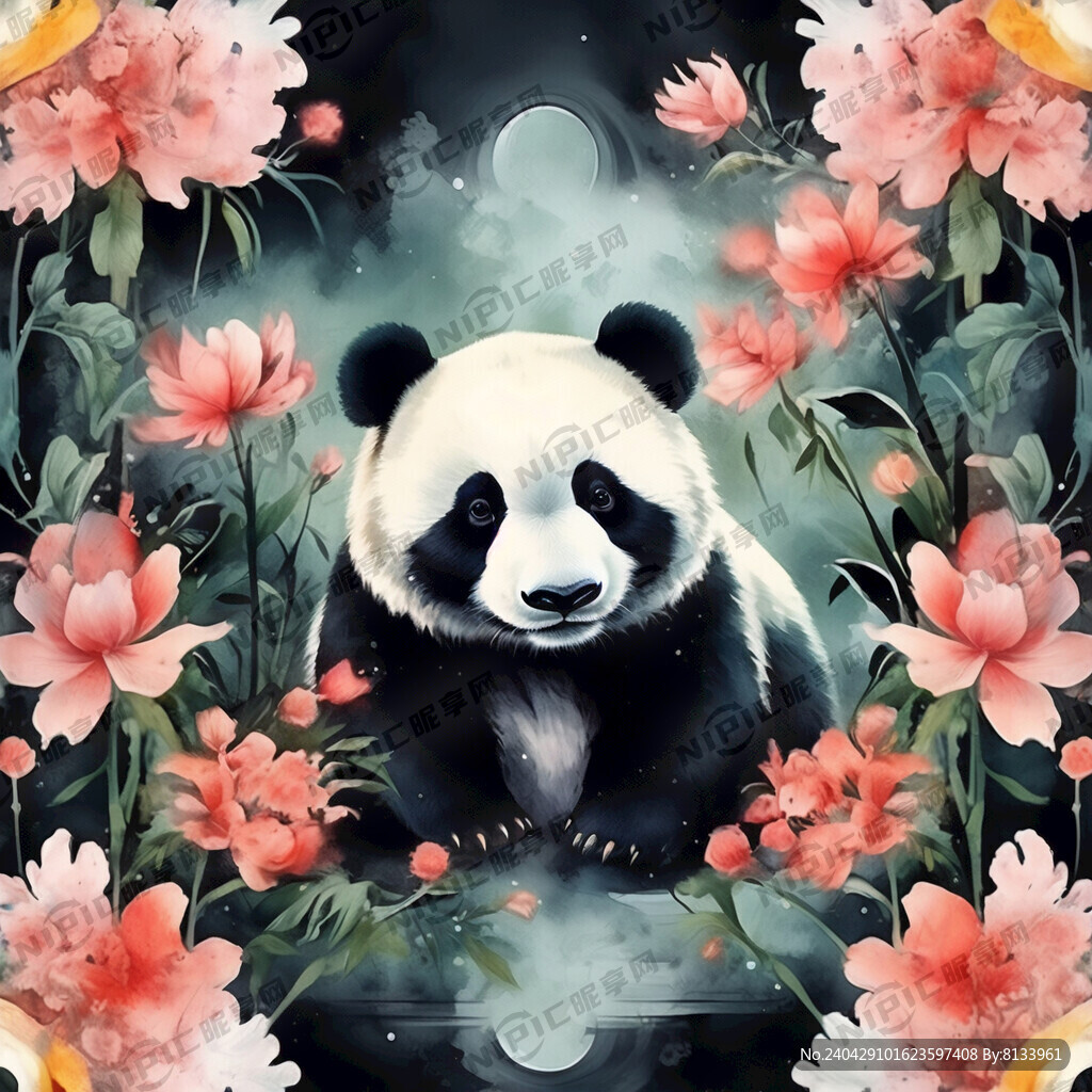熊猫主题背景 国朝风