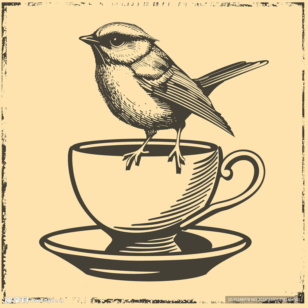 鸟与咖啡图案