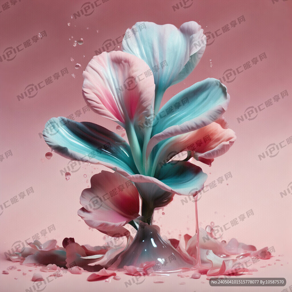 粉色花瓣 液体和花瓣融合