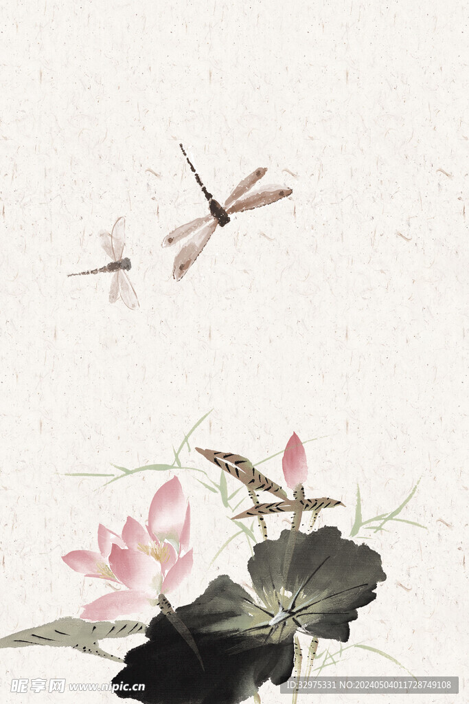 荷花水墨画
