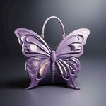 一个简约的塑料包装袋 紫色 蝴蝶图案 线条感 科技感 精致 爆款
