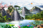 背景墙山水装饰画