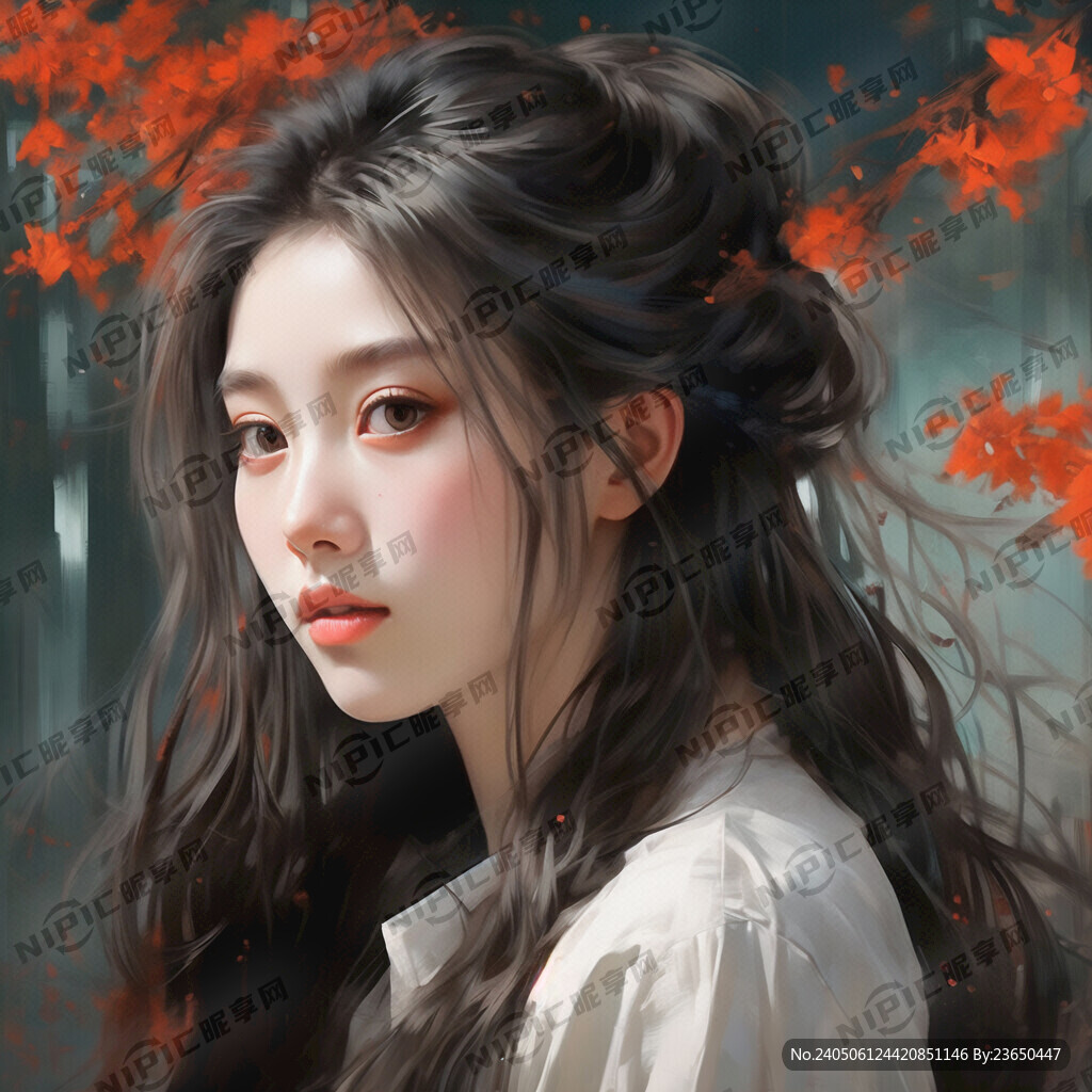 长发 女生 上半身 漂亮 眼神