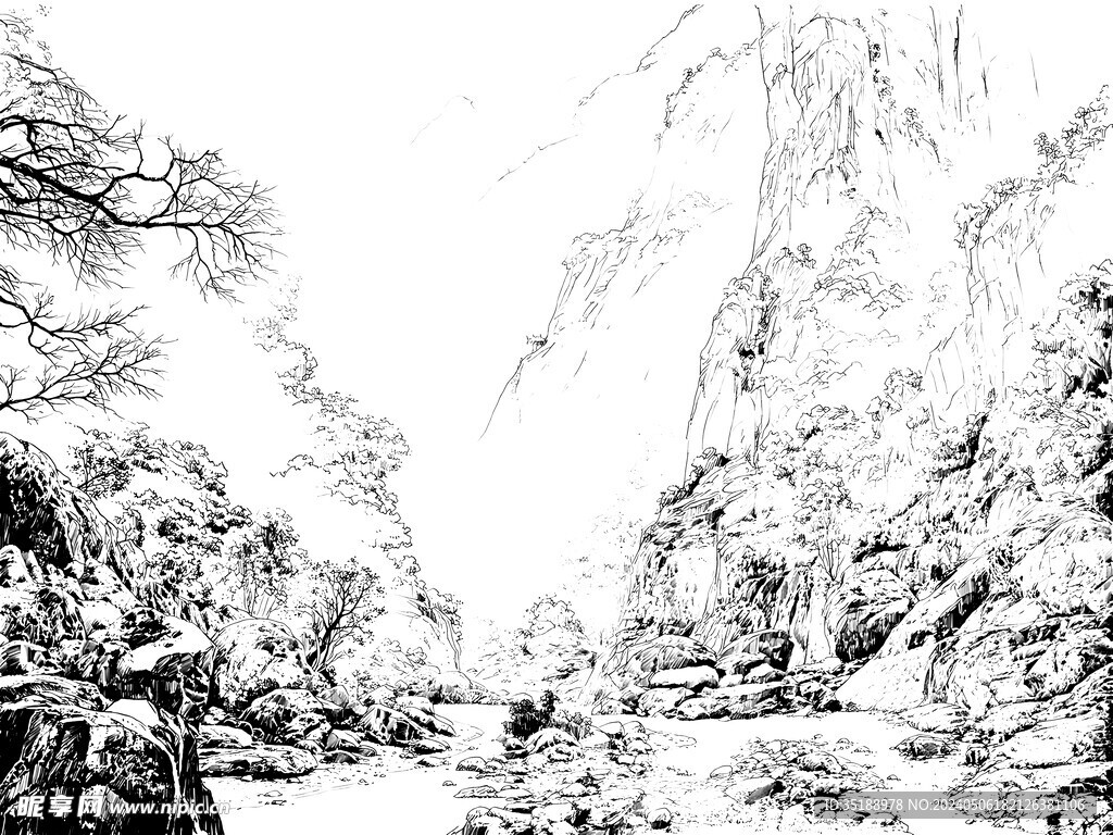 山速写线稿